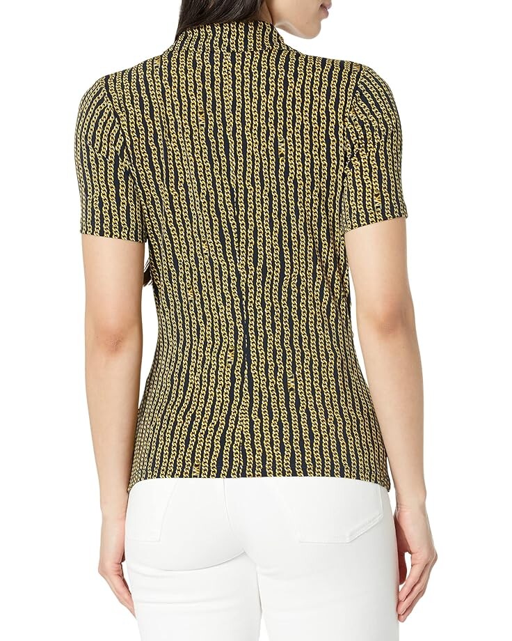 

Топ Michael Kors Print Button Front Ruched Top, цвет Midnight Blue