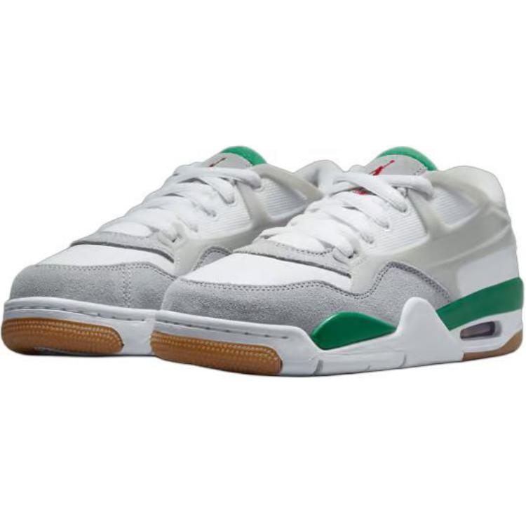 Jordan Air 4 устойчивые к истиранию низкие детские баскетбольные кроссовки white green — фото 4