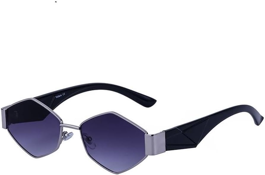 

Металлические ромбовидные солнцезащитные очки для женщин, роскошные модные солнцезащитные очки неправильной формы для мужчин, модные многоугольные солнцезащитные очки generic, C1 Black Silver Gray