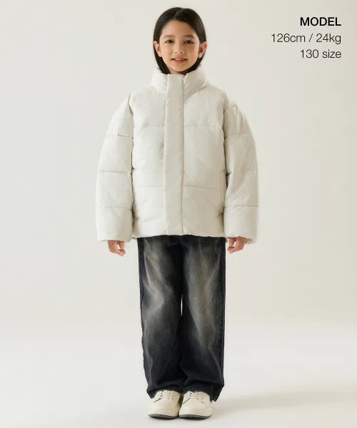 Куртка пуховая короткая MUSINSA STANDARD KIDS, полиэстер, пыльно-кремовый — фото 2