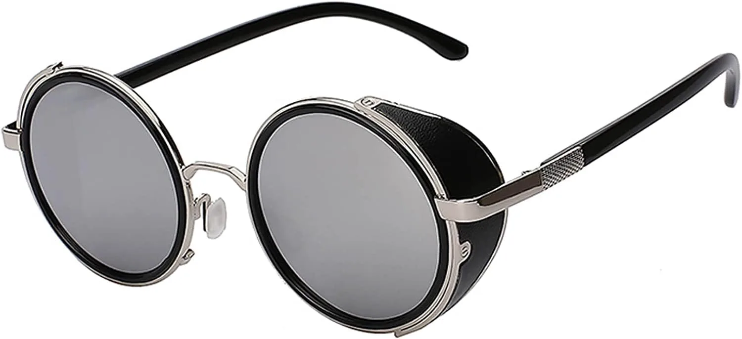 

Солнцезащитные очки OWL в стиле стимпанк, винтаж, ретро, ​​круглые, готические, хиппи, с цветной пластиковой оправой и цветными линзами, Gothic Silver / Mirror