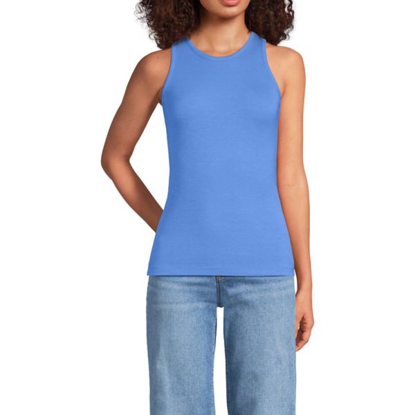 

Женская драпированная майка в рубчик Lands' End, цвет crisp blue