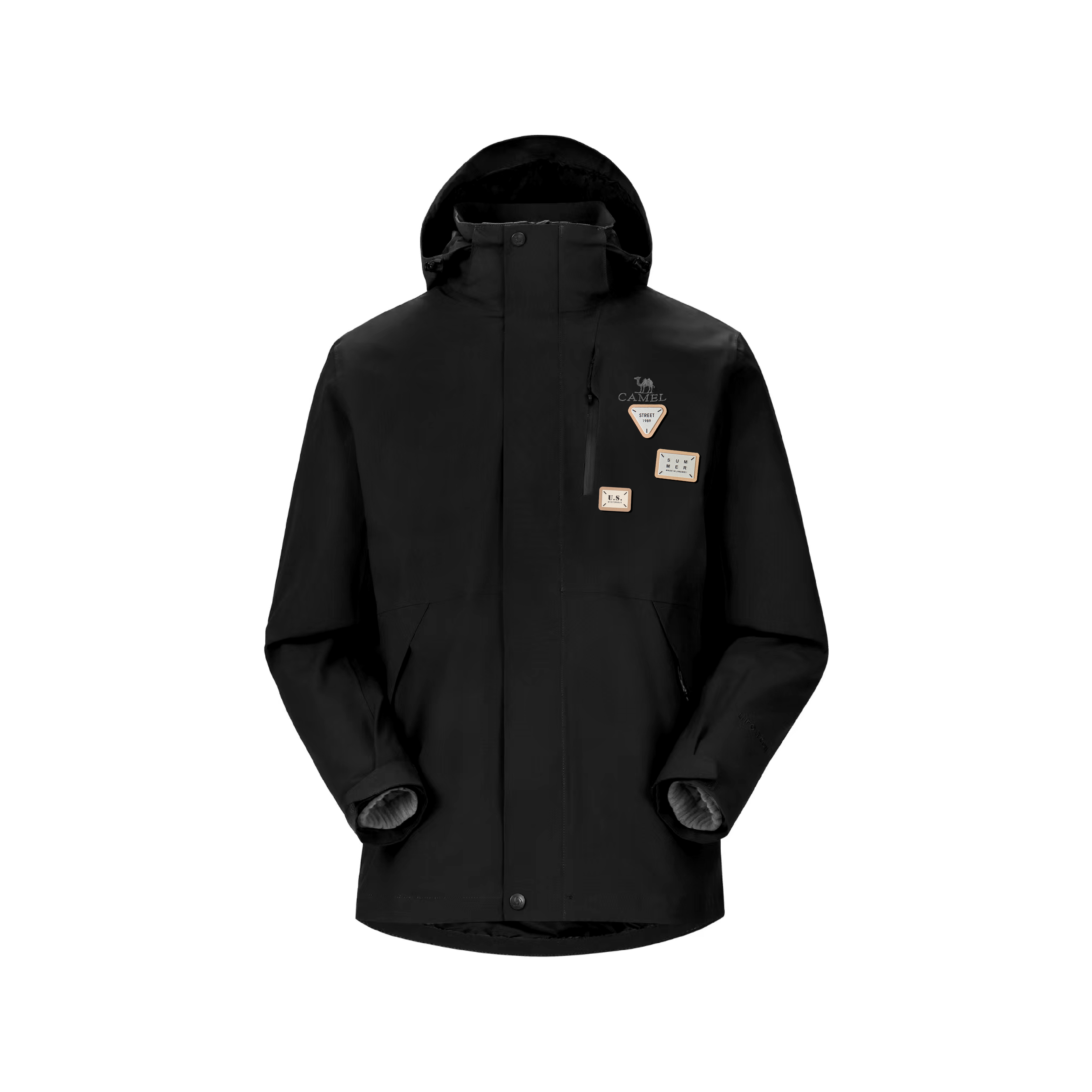 

Водонепроницаемая и ветрозащитная куртка для всепогодного использования в горах, городе, путешествиях и поездках на работу CAMEL, phantom черный