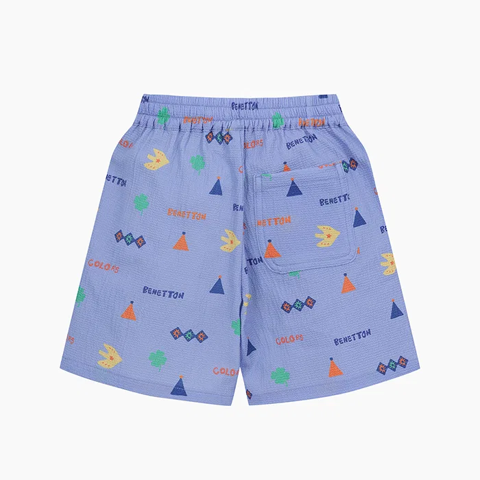 Детские фиолетовые шорты с мульти-узором от Benetton Kids — фото 2