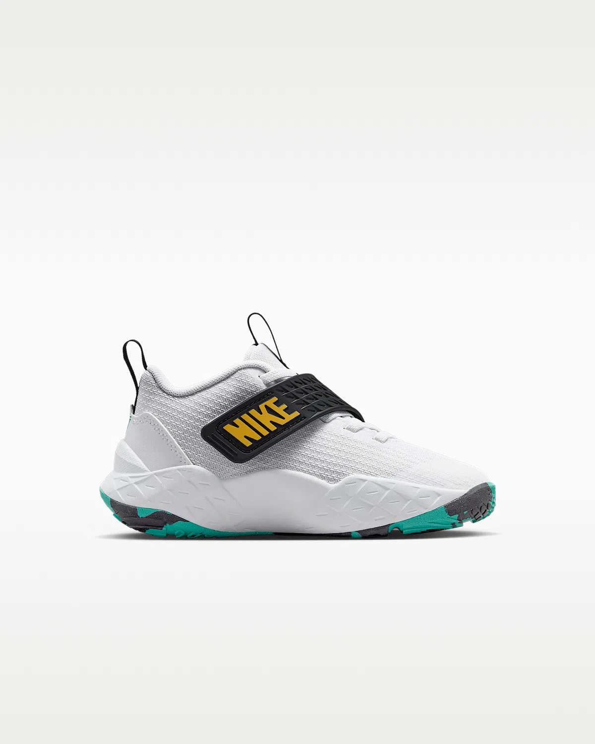 Детские кроссовки Nike Team Hustle D 12, White/Black/Clear Emerald/Topaz Gold — фото 3