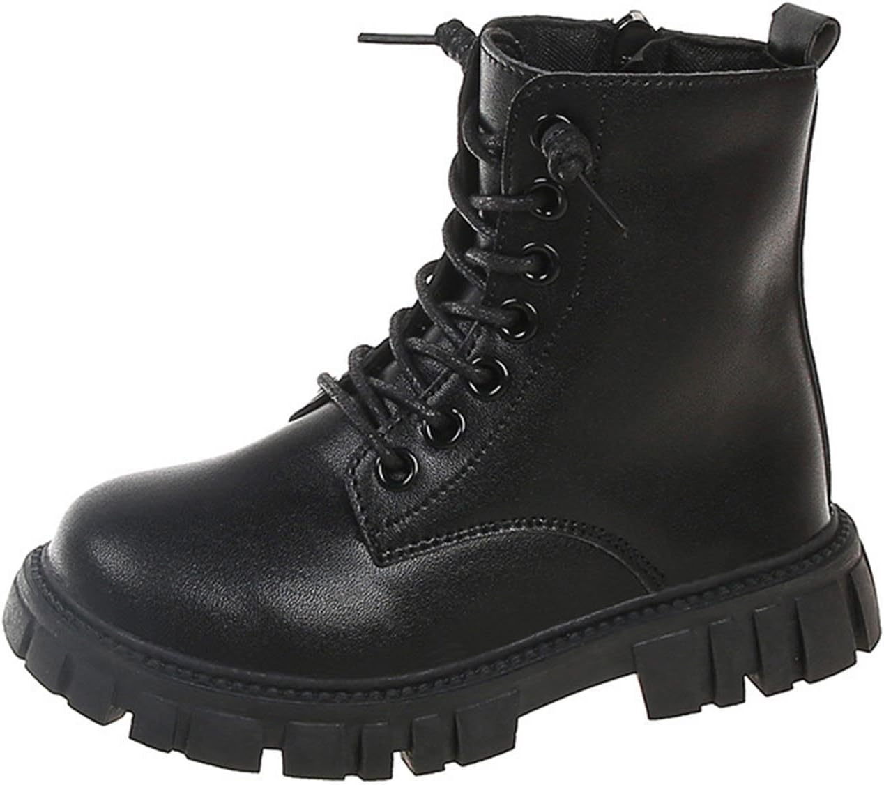 

Детские ботинки Ctreela для мальчиков и девочек из PU-кожи, боевые, с шнуровкой и боковой молнией, ботильоны для малышей/детей младшего и старшего возраста, черный