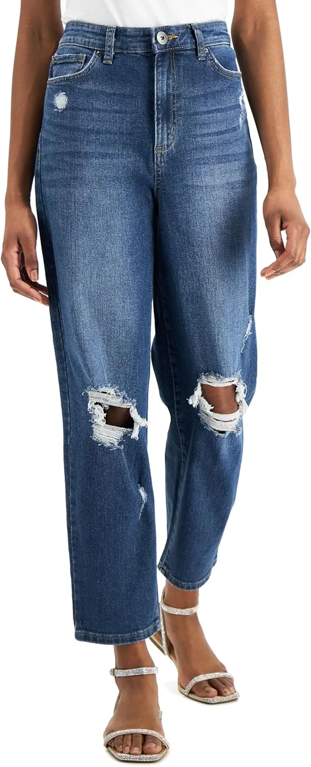 

International Concepts Женские джинсы Mom с высокой посадкой и потертостями