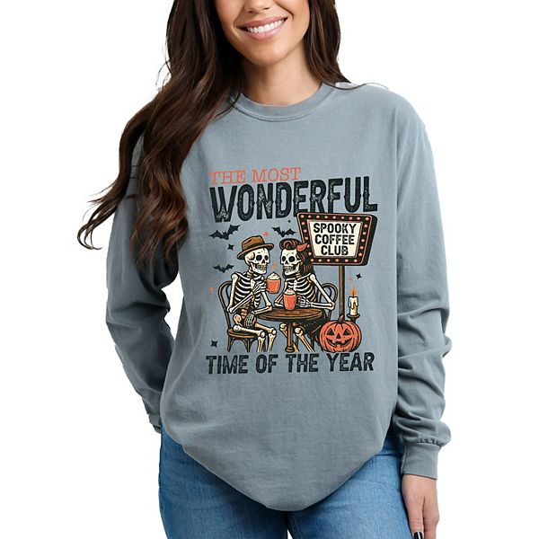 

Футболка Halloween wonderful time of the year skeletons - garment dyed long sleeve Simply Sage Market, Grey, Серый, Футболка Halloween wonderful time of the year skeletons - garment dyed long sleeve Simply Sage Market, Grey