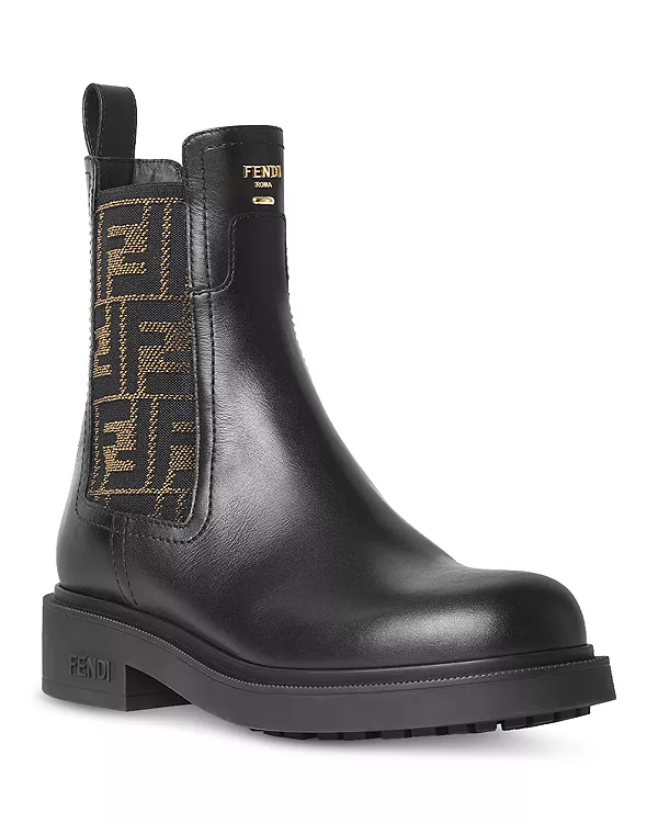 Женские байкерские ботинки Fendi Filo из кожи и ткани FF Fendi, черный