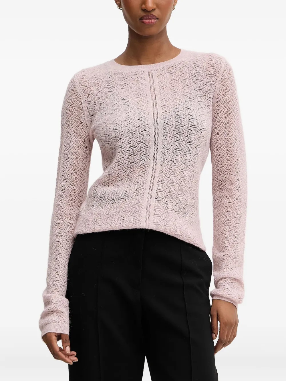 

Свитер с круглым вырезом BOSS, розовый