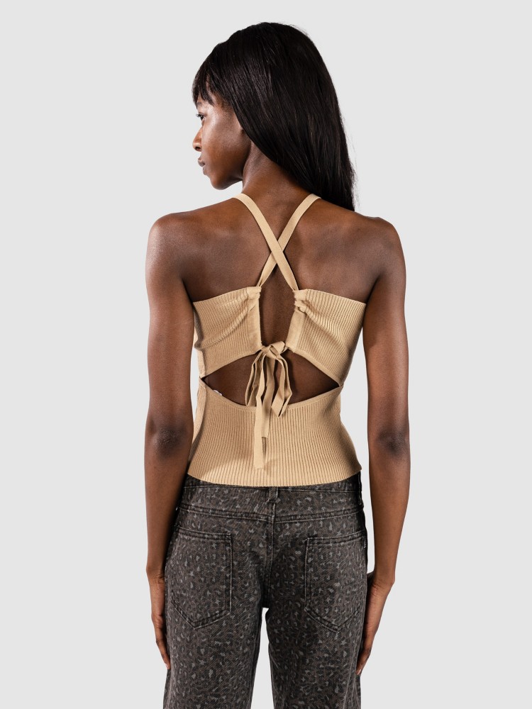 

Топ танк Urban Classics Rib Knit Crossed Back Tank Top, unionbeige