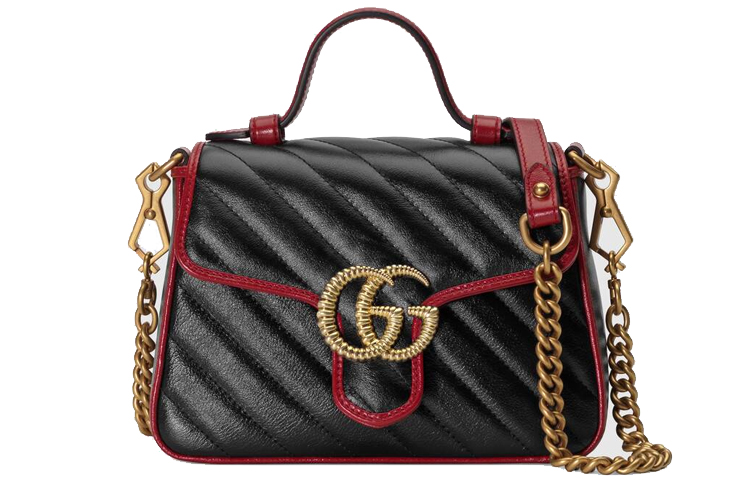 

GUCCI Сумка-мессенджер GG Marmont из кожи мини женская черно-красная