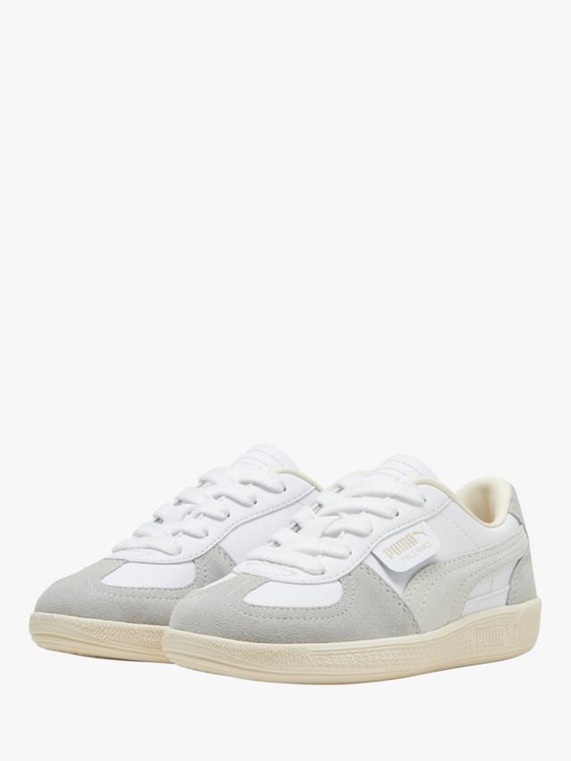 Детские кеды Palermo из кожи PUMA, White/Grey/Almond — фото 2