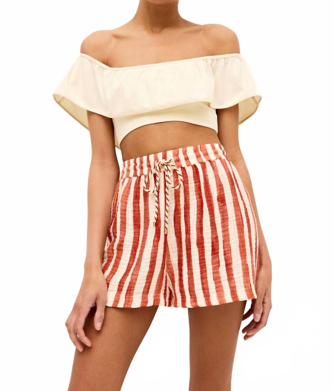 

Шорты Ana Tierra в полоску ржаво-красного и кремового цветов Marie Oliver