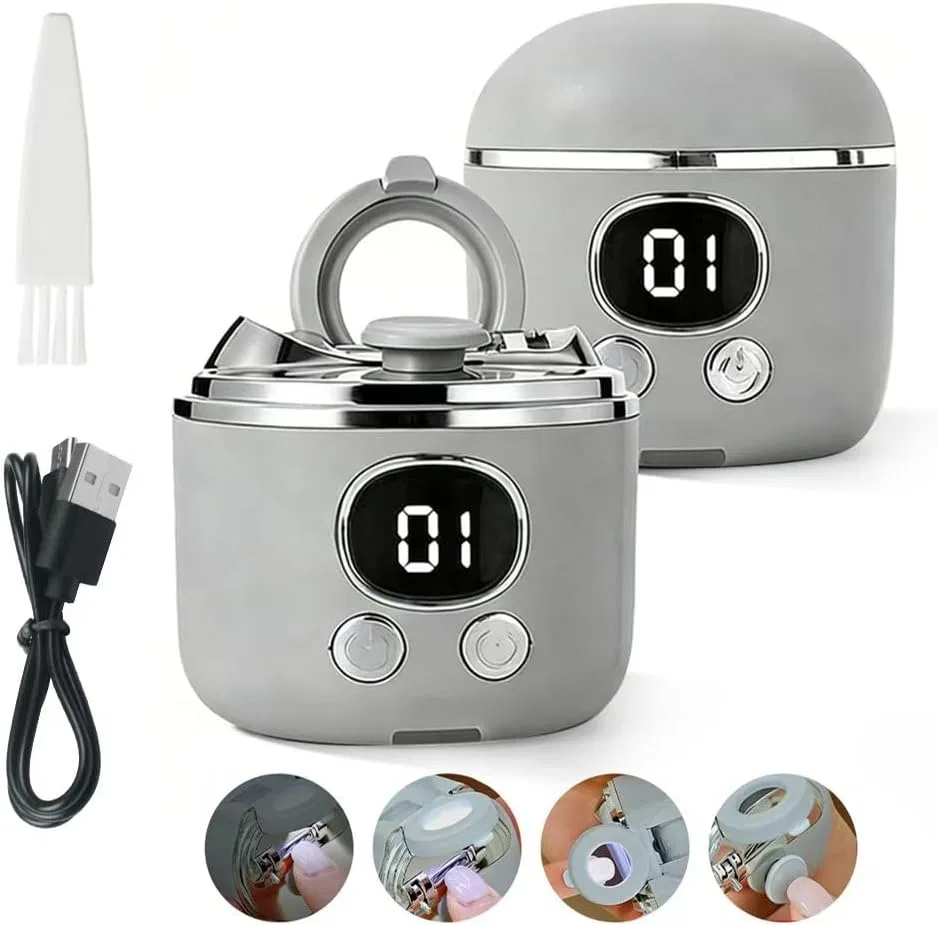 Электрический триммер для ногтей 3 в 1 с увеличительным стеклом Paslfc, Lightgrey