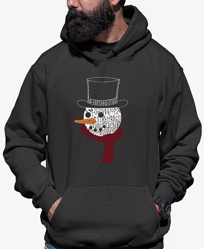 

Мужская толстовка с капюшоном "Snowman Face Word Art" LA Pop Art, серый