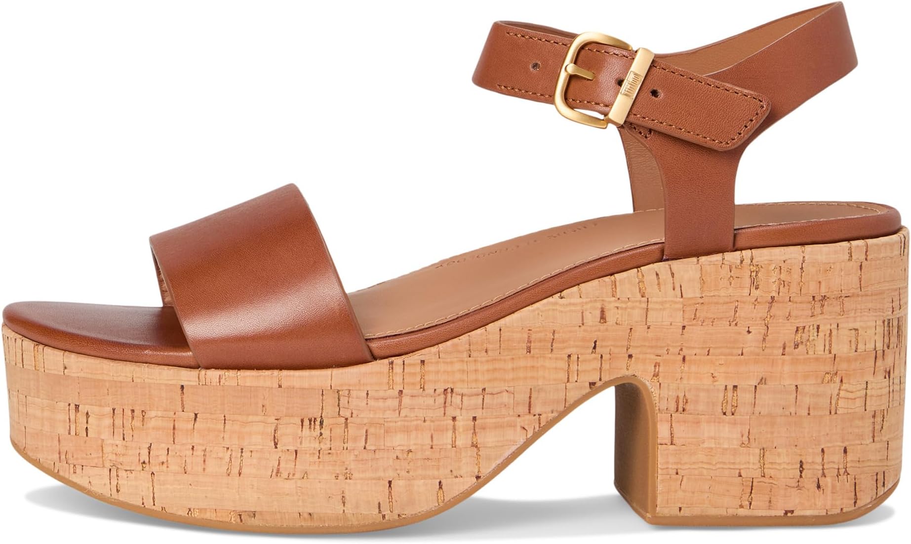 Сандалии FitFlop Platfforms Leather/Cork Heeled Ankle-Strap Sandals, цвет Deep Tan — фото 4