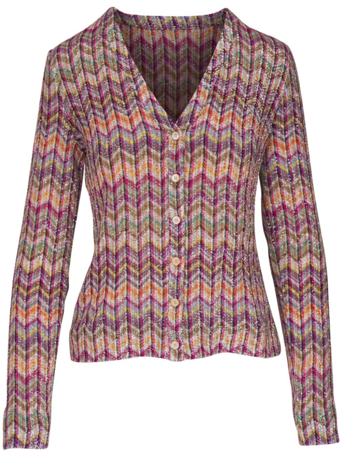 

Missoni кардиган с узором зигзаг и пайетками, розовый