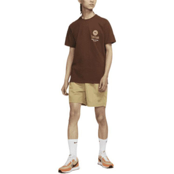 Шорты men's nai-ke cha nai-ke cha series solid color breathable lacing straight shorts apricot brown Nike, мультиколор — фото 3