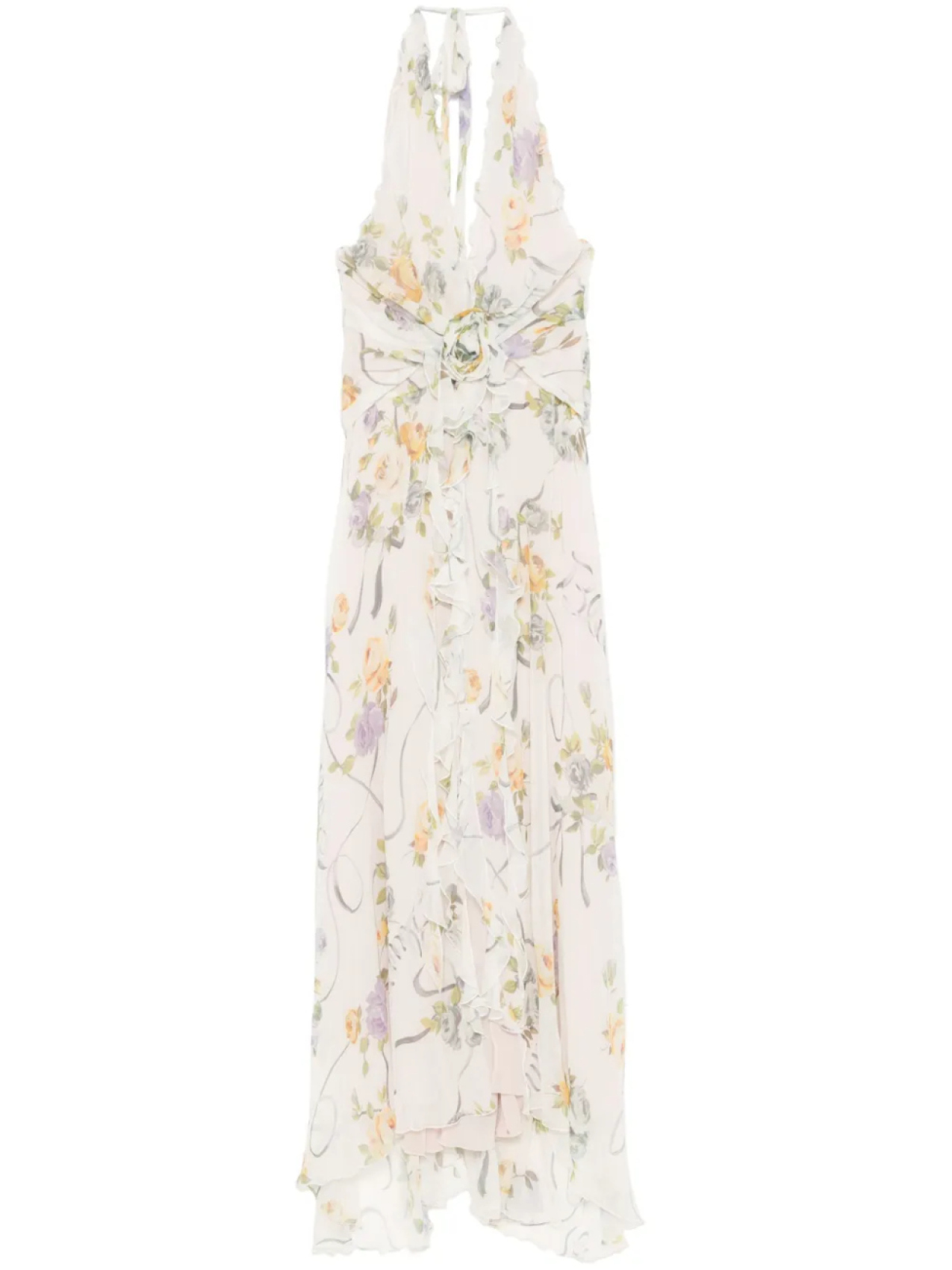 

Платье макси с цветочным принтом Blumarine, белый