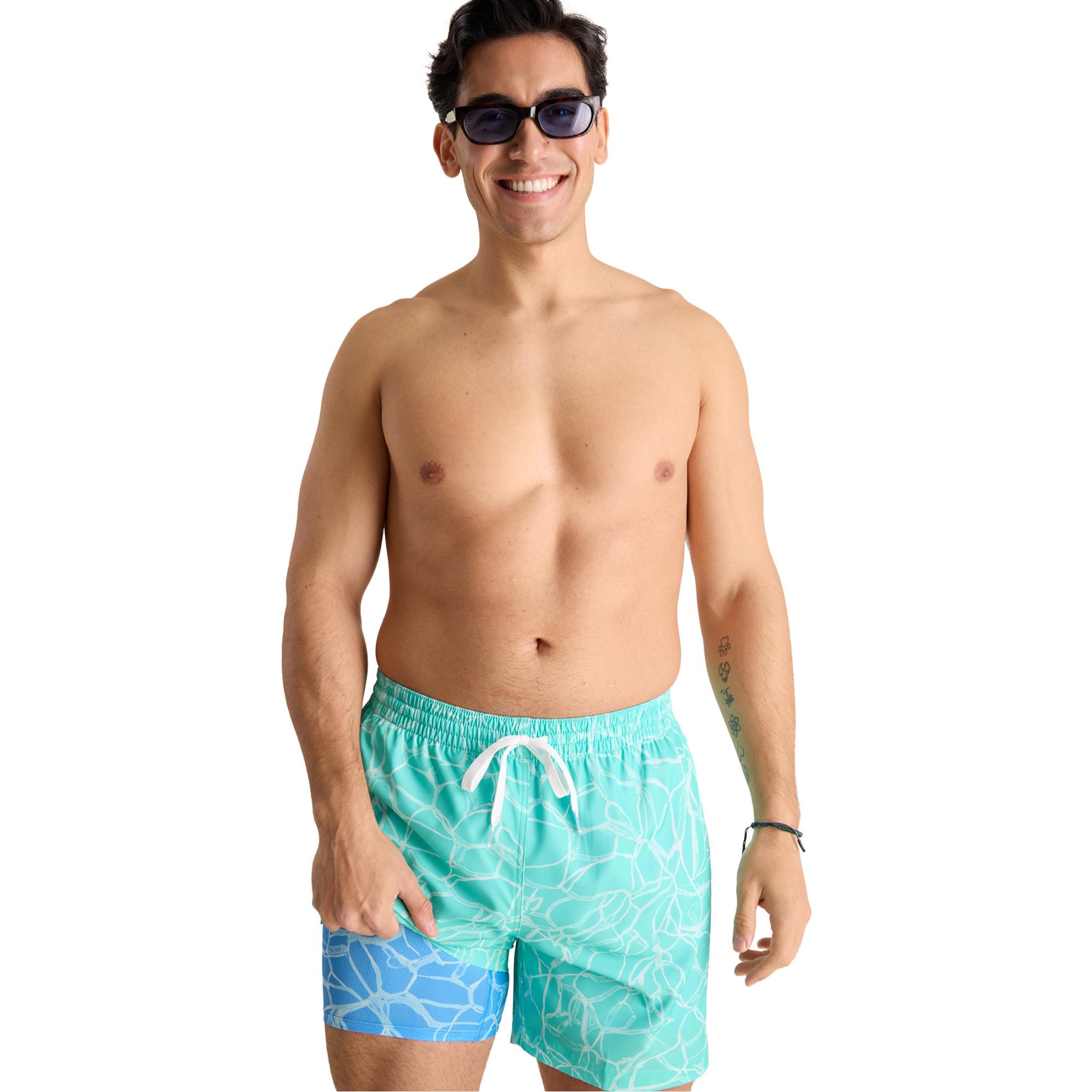 

Мужские плавки для вечеринок у бассейна, классические, с подкладкой, 13,3 см. Chubbies, Aqua Abstract Line