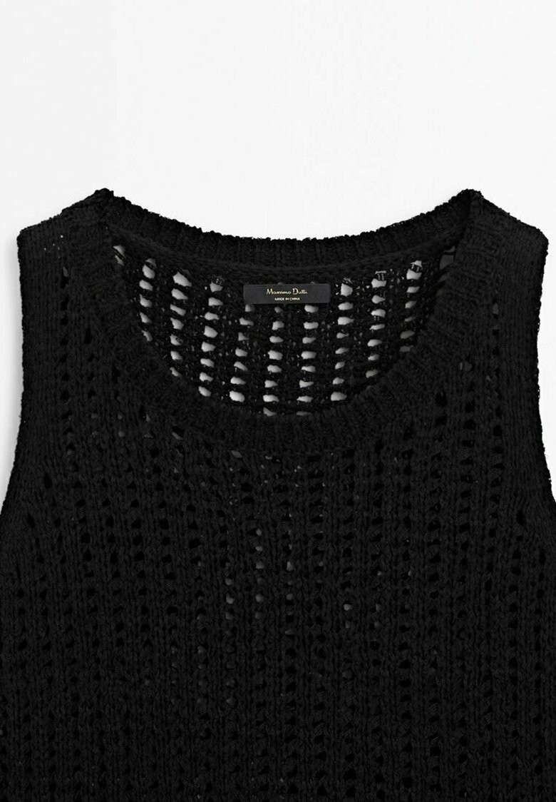 

Вязаный свитер CREW NECK OPEN Massimo Dutti, черный