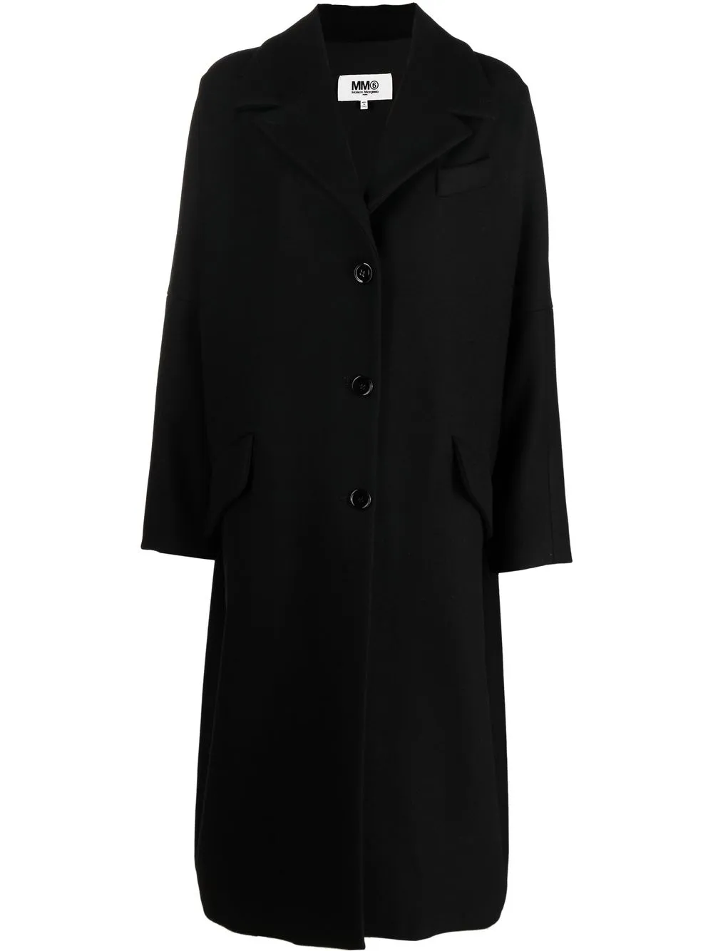 

Однобортное пальто MM6 Maison Margiela, черный