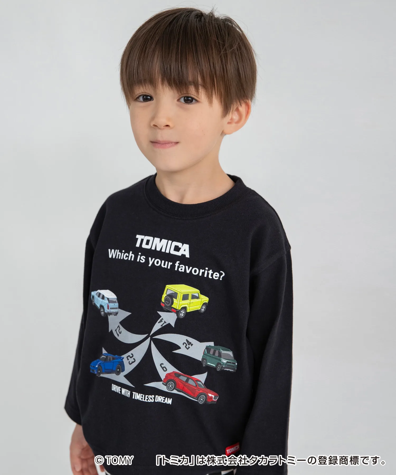 Детская футболка с принтом Tomica branshes чёрного цвета