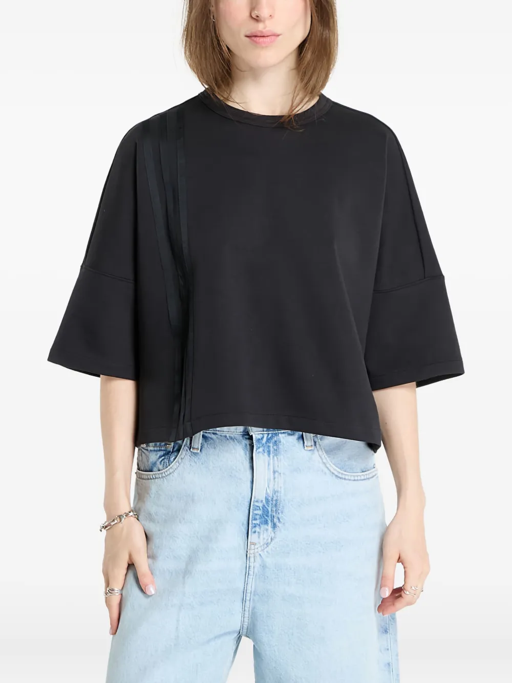 

Футболка с асимметричными полосками Adidas, черный