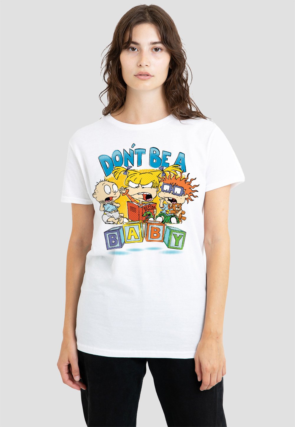 

Футболка с принтом RUGRATS DONT BE A BABY BLOCKS Cotton Soul, белый