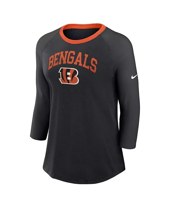 Женская черная футболка Cincinnati Bengals с рукавом реглан 3/4 Nike — фото 3