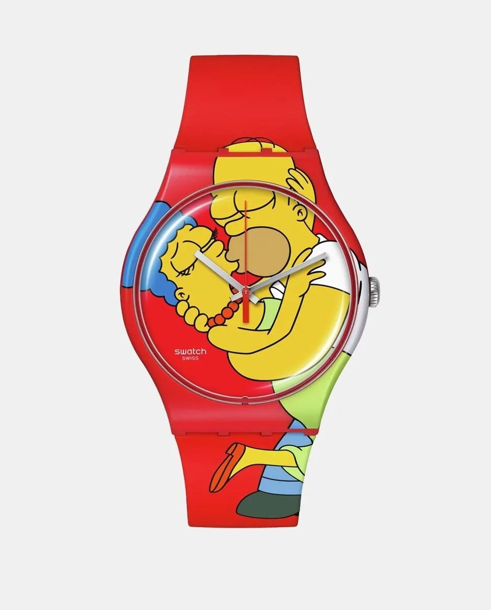 

Коллекция Simpson (День святого Валентина) SO29Z120 биосиликоновые красные женские часы Swatch, красный