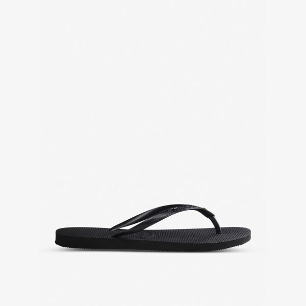 Узкие резиновые шлепанцы с кристаллами Havaianas, черный