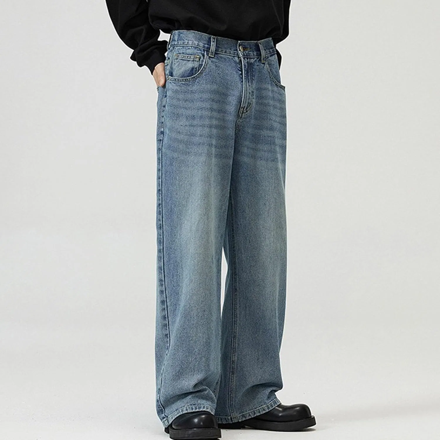 Джинсы свободные Men's Hip Hop Skater Jeans, светло-синие — фото 2