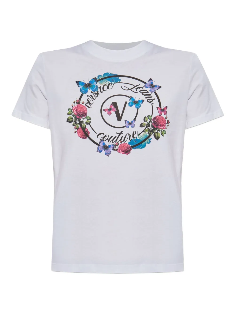 

Футболка с принтом в виде цветов и бабочек Versace Jeans Couture, белый