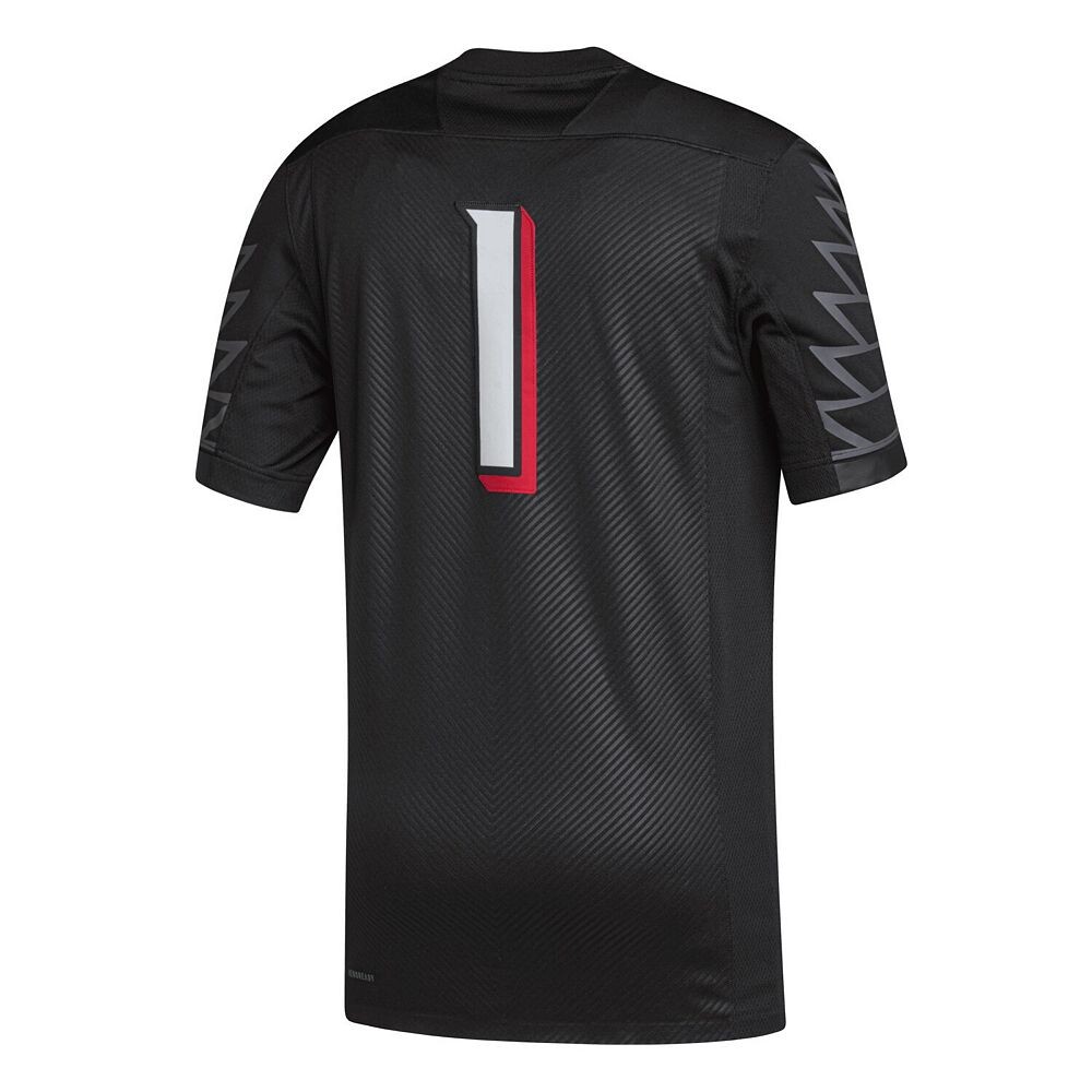 Мужская футбольная майка adidas #1 черного цвета Louisville Cardinals Premier Adidas, цвет Lou Black — фото 4