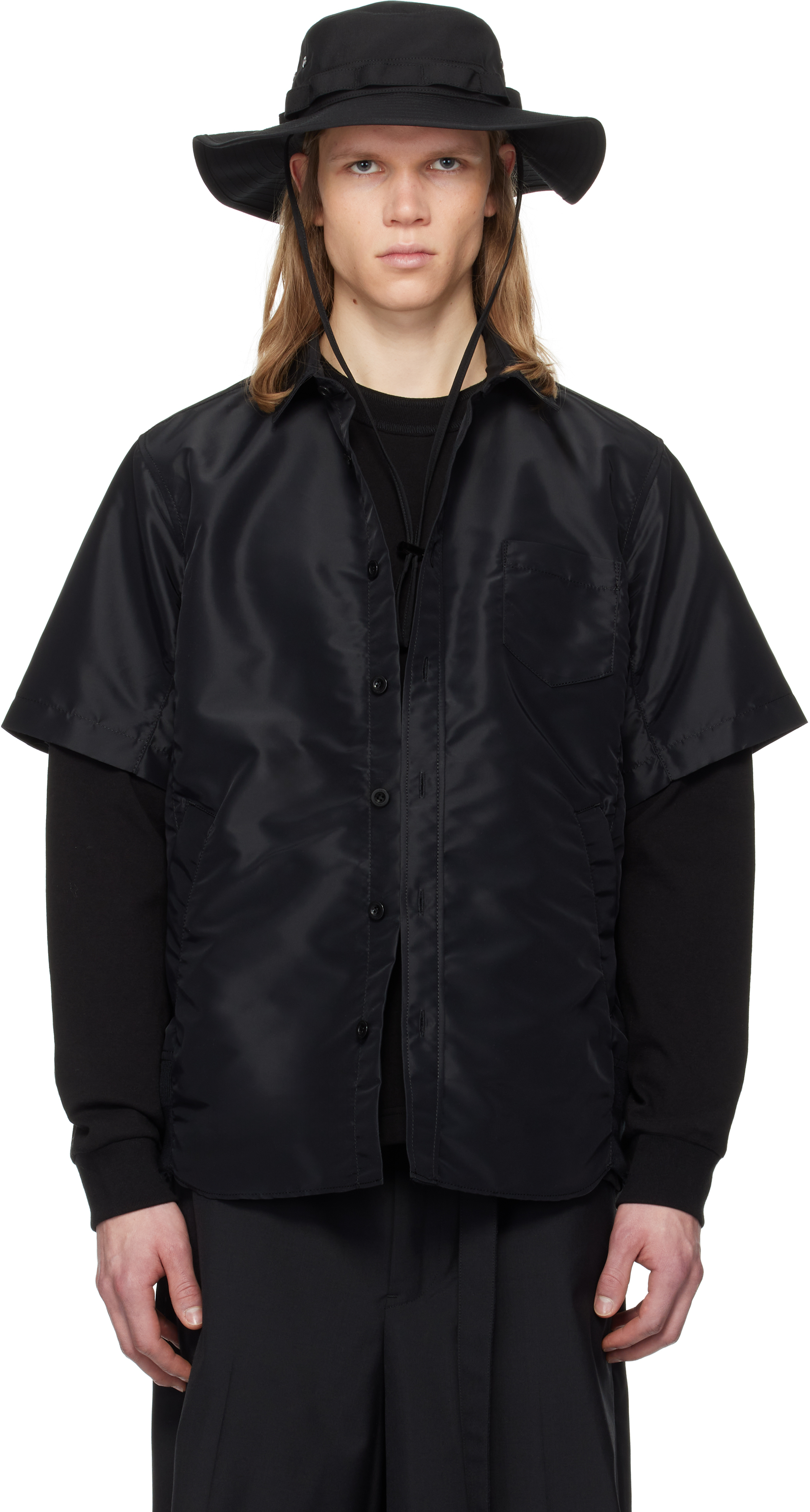 

Рубашка из нейлонового твила sacai, черный