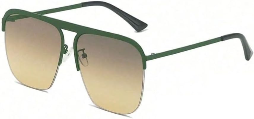 

Солнцезащитные очки с градиентными линзами - металлическая верхняя оправа с прозрачной шнуровкой снизу, одинарная перемычка, ретро-стиль, защита от УФ-излучения UV400 ENSARJOE