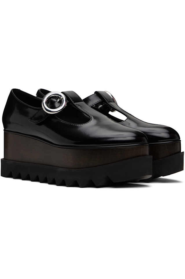 Элис балетки на платформе с перемычкой и ремешком Stella Mccartney, черный — фото 4