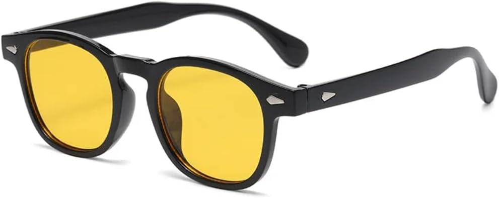 

Солнцезащитные очки с защитой от УФ-излучения UV400 | Круглые линзы в стиле панк с заклепками | Для женщин и мужчин, для занятий спортом на открытом воздухе и вождения DSVIGF, Black-yellow