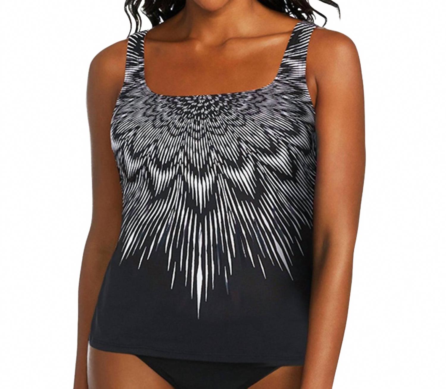 

Топ танкини New Awakening с квадратным вырезом, устойчивый к воздействию хлора, черно-белый Active Spirit