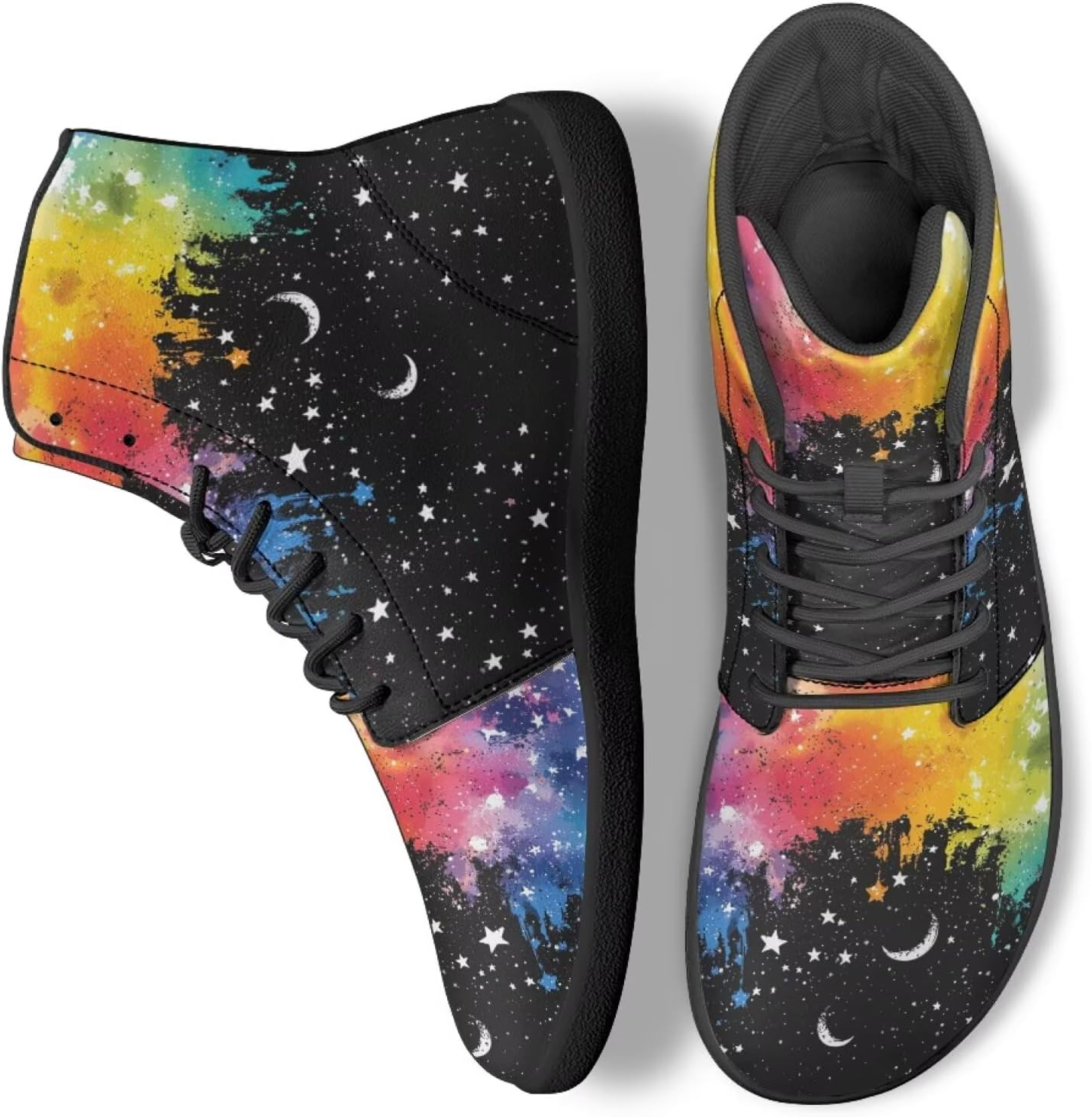 

Трекинговые кроссовки Binienty для мужчин и женщин с художественным дизайном, высокие, из ПУ-кожи, босоножки для бега, ходьбы и кемпинга, Starry Moon