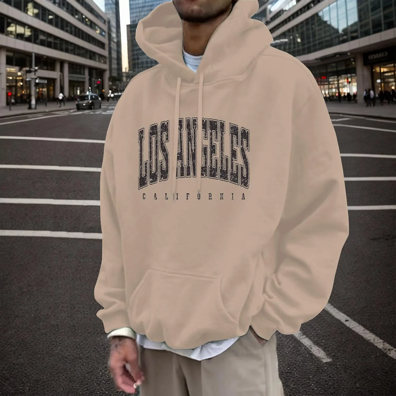 Толстовка с капюшоном Los Angeles California Backwoods для мужчин, осенняя, с кулиской и принтом — фото 3