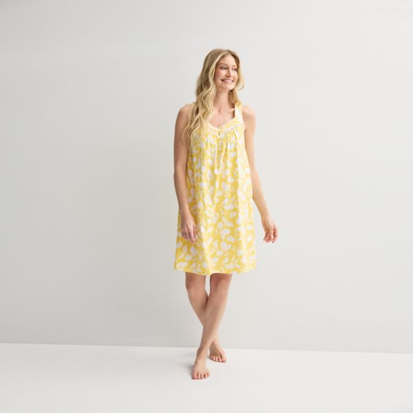 

Миниатюрная хлопковая ночная сорочка Croft & Barrow, цвет two tone lemon