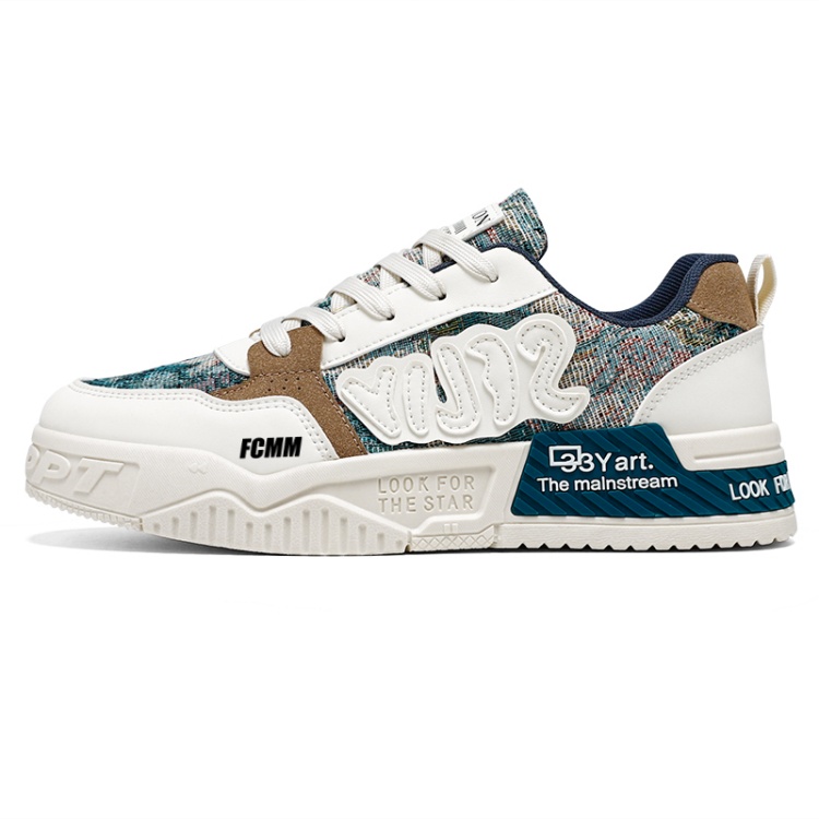 

Нескользящие и дышащие низкие кроссовки для скейтбординга для детей FCMM, бежевый/синий