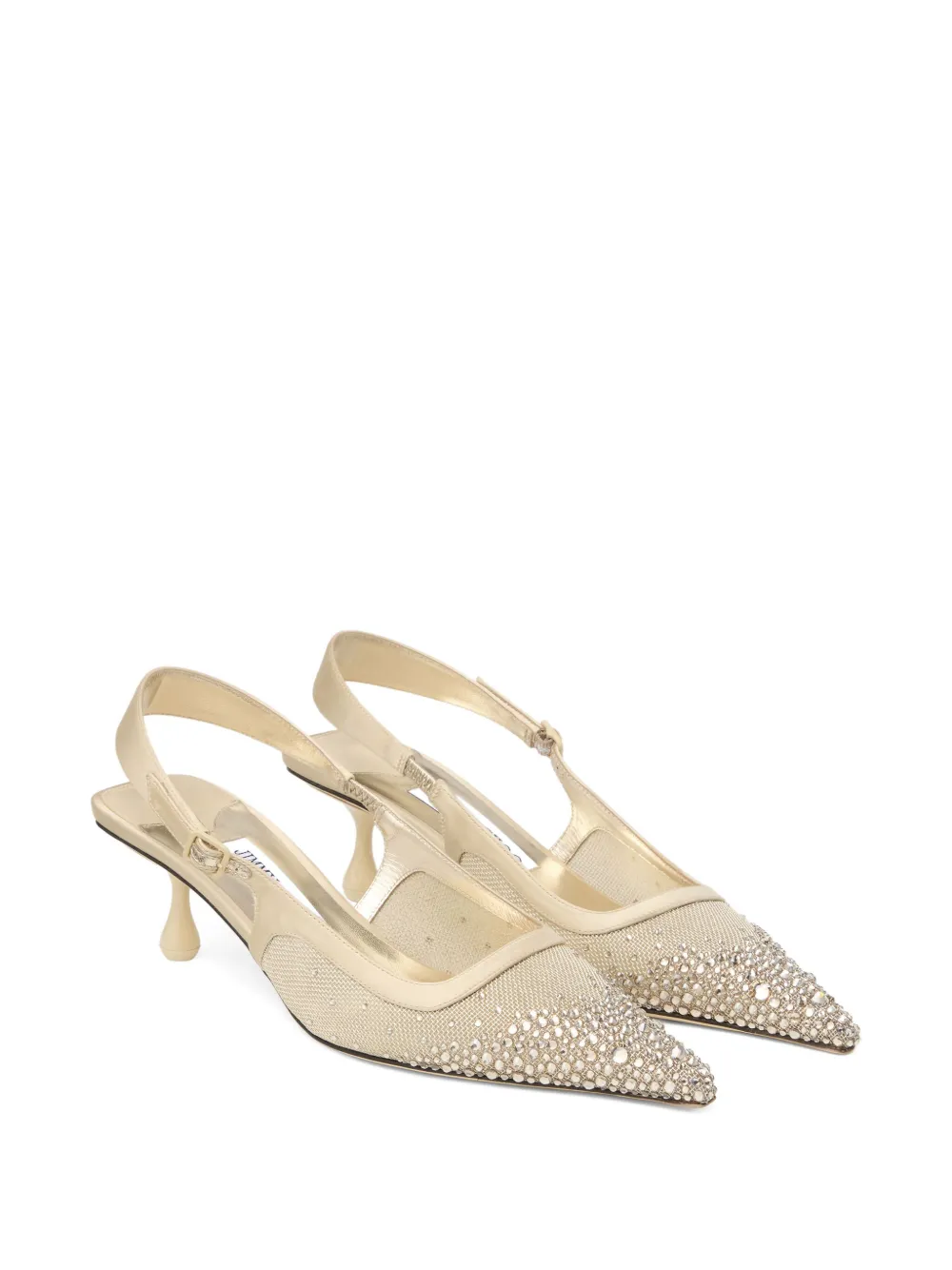 Туфли-лодочки Amel с открытой пяткой, украшенные кристаллами, 50 мм JIMMY CHOO, золотой — фото 2