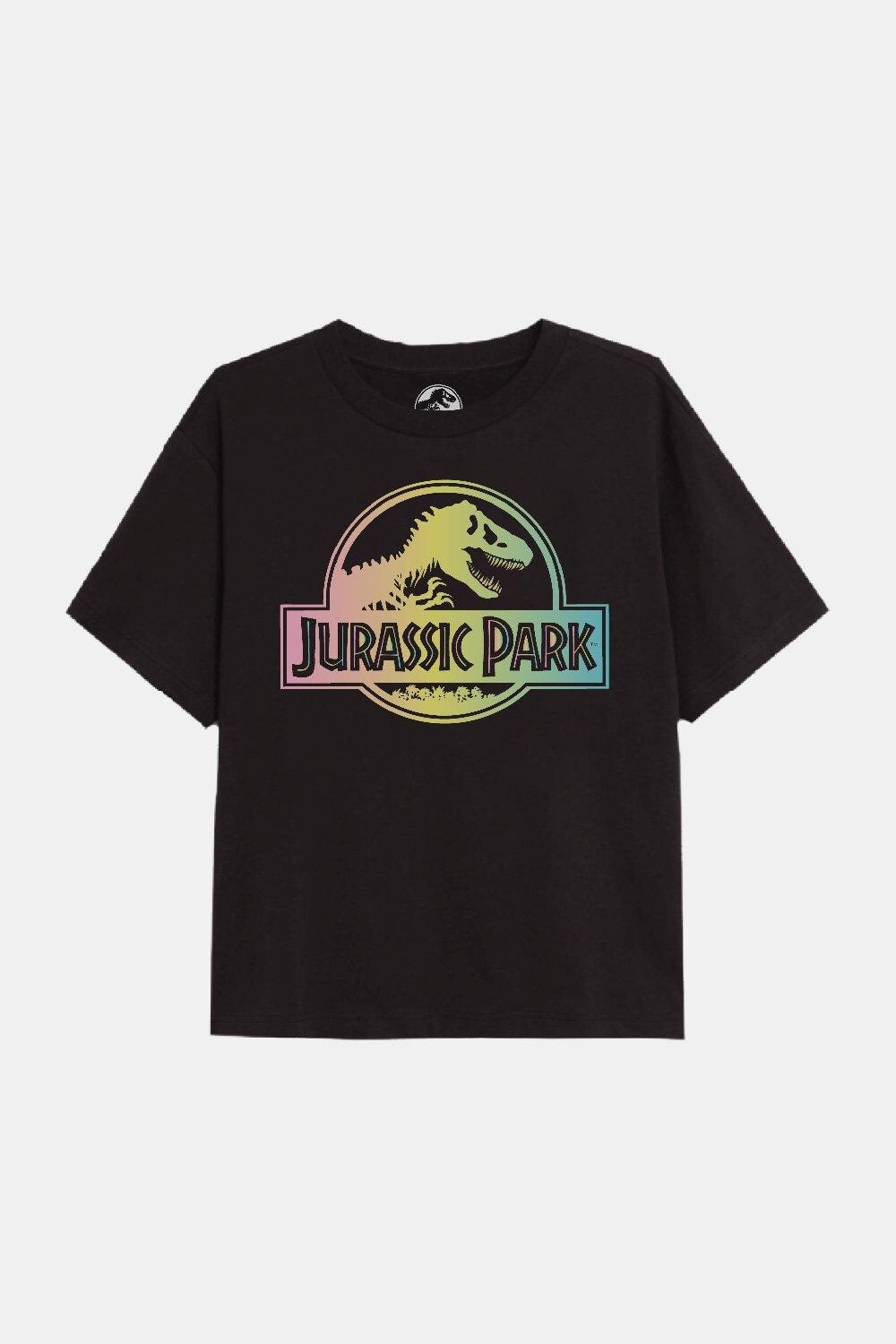 

Футболка для девочек с градиентным логотипом Jurassic Park, черный