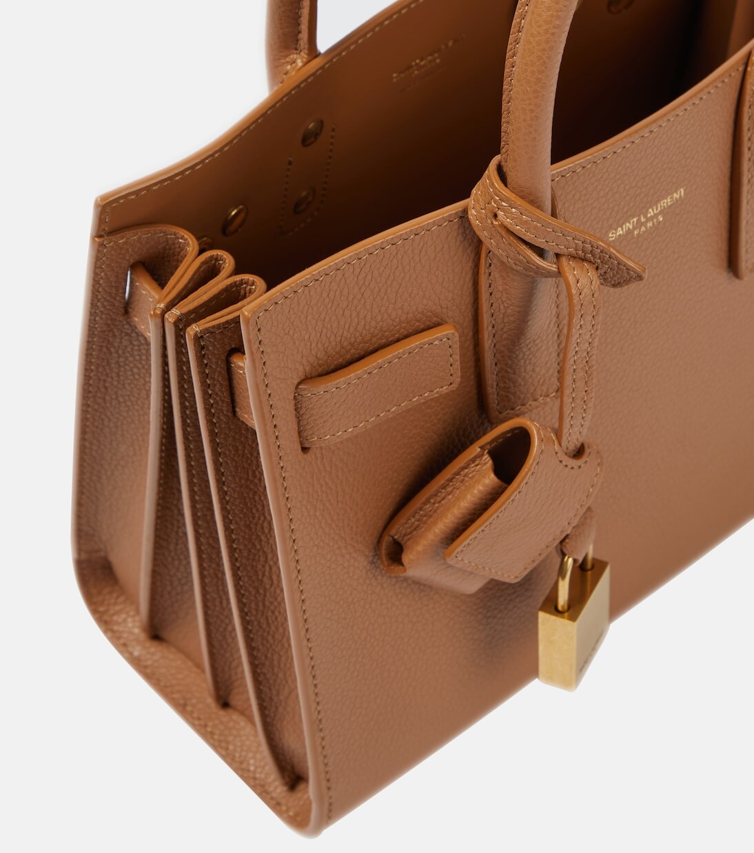Сумка-тоут sac de jour из нано-кожи Saint Laurent, коричневый — фото 3