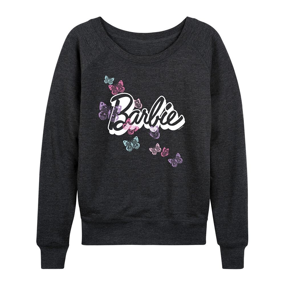 

Женский легкий свитшот из френч терри с логотипом Barbie Butterfly Licensed Character, цвет Heather Charcoal