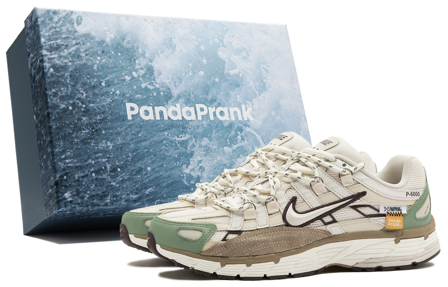 

Nike P 6000 Амортизирующие, износостойкие низкие кроссовки для бега мужские бежево-зелено-коричневые